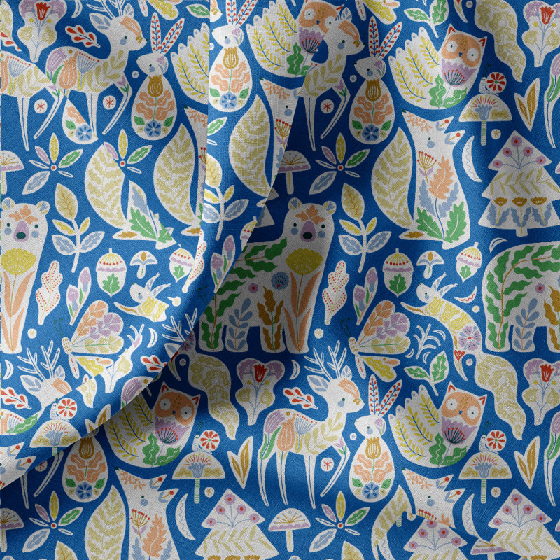 Bedruckte Baumwolle LOREK Blau / Grün